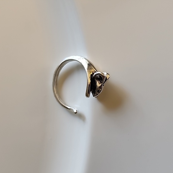 HUG MOUSE RING JUST ADORABLE ZINC ALLOY SILVER PLATE ADJUSTABLE - Picture 4 of 6